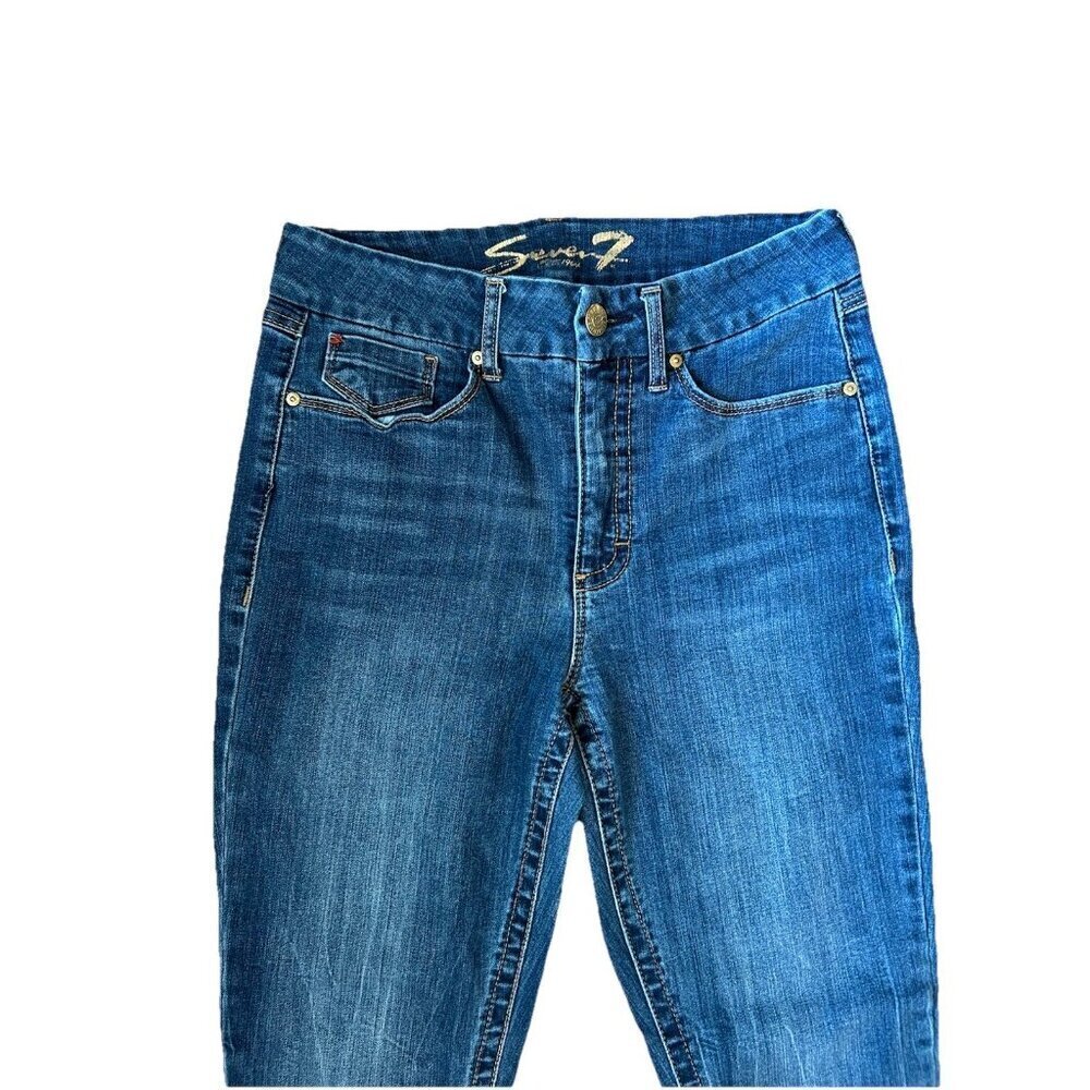 Seven 7 Tummyless High Rise Skinny Jeans Women’s Size 10 Stretch Blue Denim - Picture 4 of 11